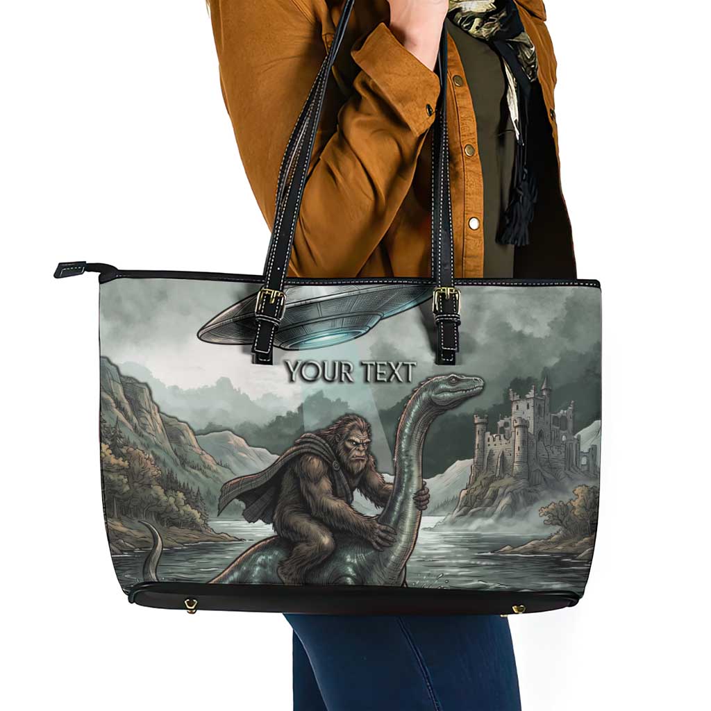 Bigfoot Loch Ness Monster UFO Believe Personalized Leather Tote Bag World Cryptids Gothic Style