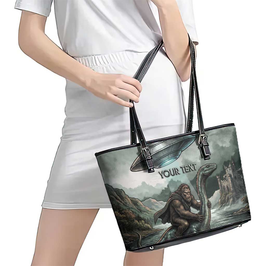 Bigfoot Loch Ness Monster UFO Believe Personalized Leather Tote Bag World Cryptids Gothic Style