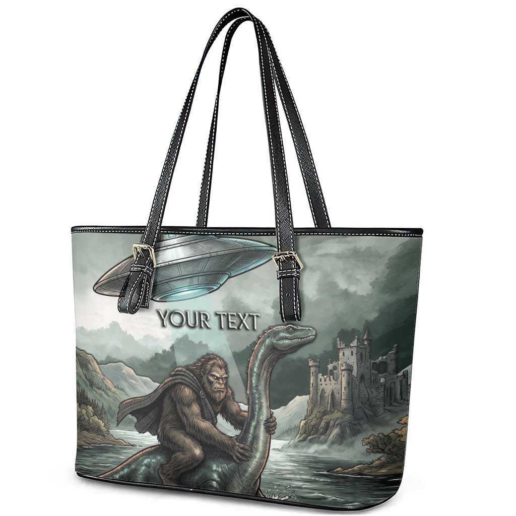 Bigfoot Loch Ness Monster UFO Believe Personalized Leather Tote Bag World Cryptids Gothic Style