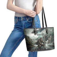Bigfoot Loch Ness Monster UFO Believe Personalized Leather Tote Bag World Cryptids Gothic Style
