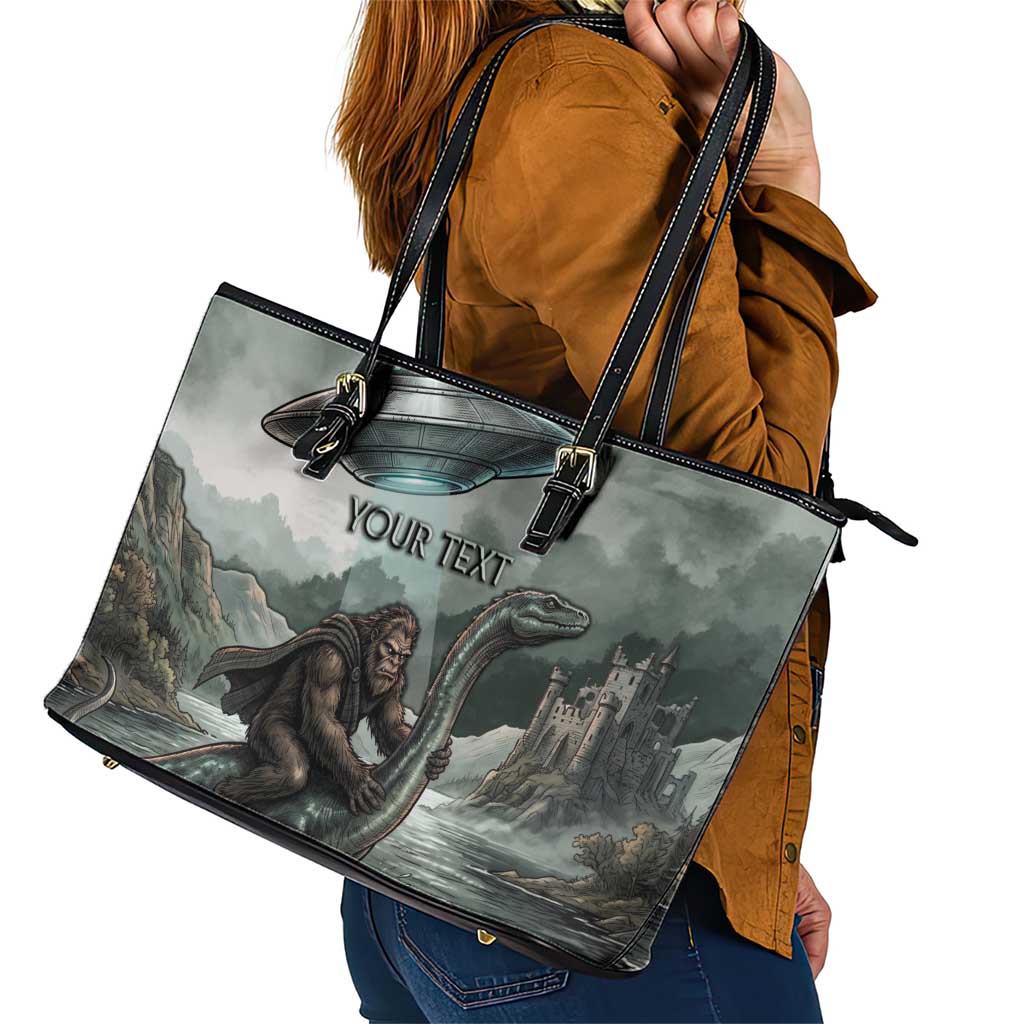 Bigfoot Loch Ness Monster UFO Believe Personalized Leather Tote Bag World Cryptids Gothic Style