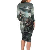 Bigfoot Loch Ness Monster UFO Believe Personalized Long Sleeve Bodycon Dress World Cryptids Gothic Style