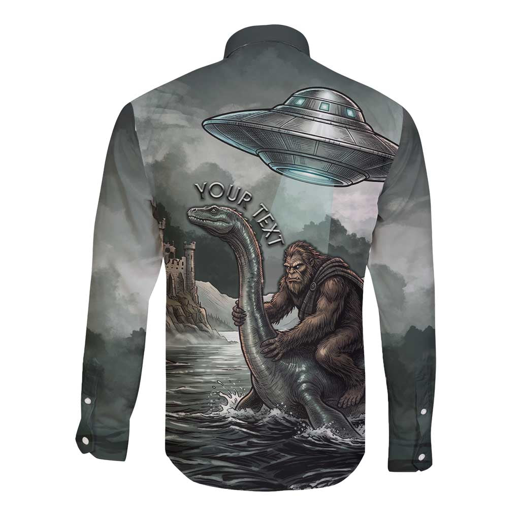 Bigfoot Loch Ness Monster UFO Believe Personalized Long Sleeve Button Shirt World Cryptids Gothic Style