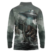 Bigfoot Loch Ness Monster UFO Believe Personalized Long Sleeve Polo Shirt World Cryptids Gothic Style
