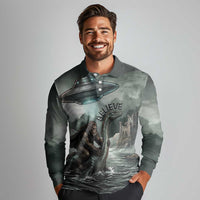 Bigfoot Loch Ness Monster UFO Believe Personalized Long Sleeve Polo Shirt World Cryptids Gothic Style