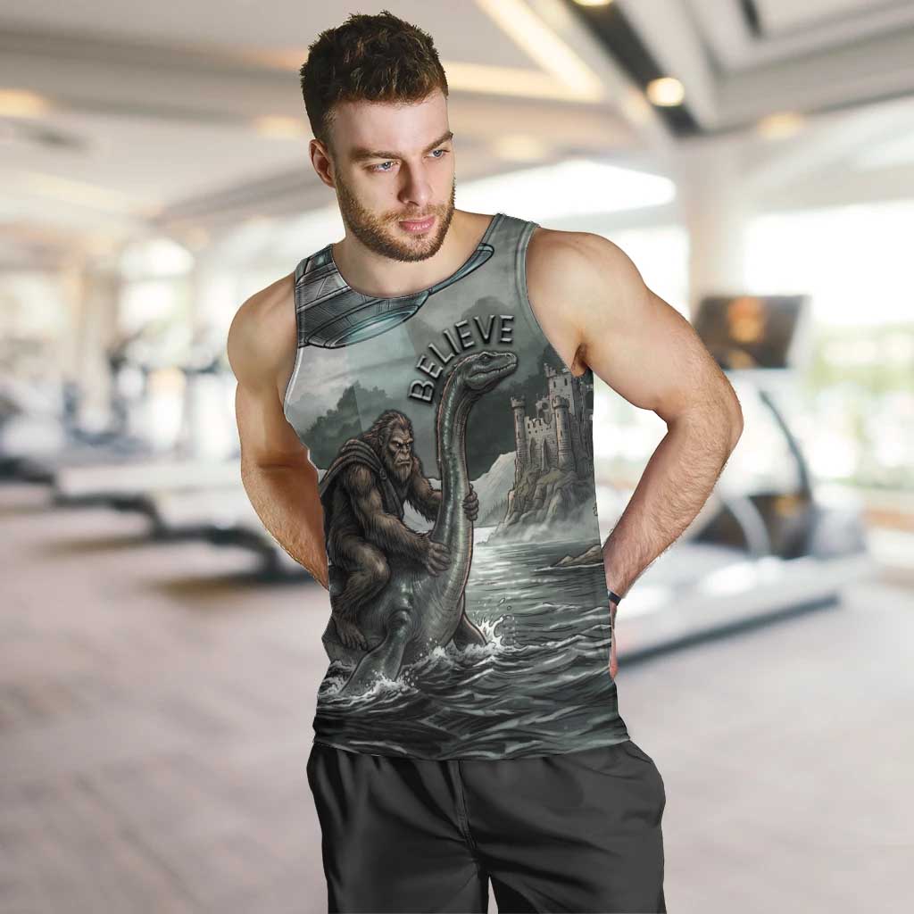 Bigfoot Loch Ness Monster UFO Believe Personalized Men Tank Top World Cryptids Gothic Style