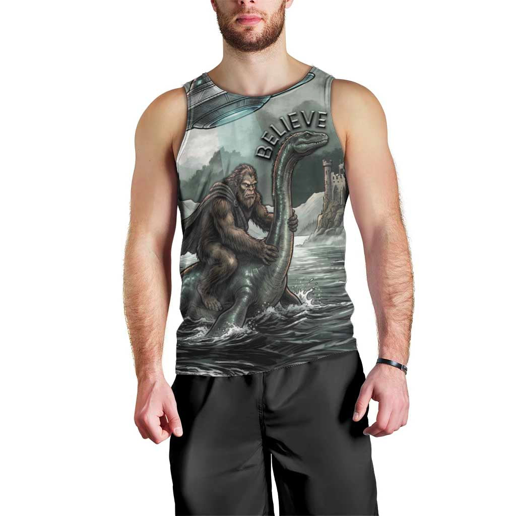 Bigfoot Loch Ness Monster UFO Believe Personalized Men Tank Top World Cryptids Gothic Style