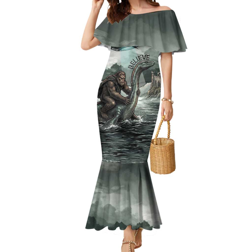 Bigfoot Loch Ness Monster UFO Believe Personalized Mermaid Dress World Cryptids Gothic Style