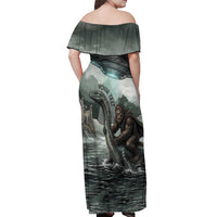 Bigfoot Loch Ness Monster UFO Believe Personalized Off Shoulder Maxi Dress World Cryptids Gothic Style