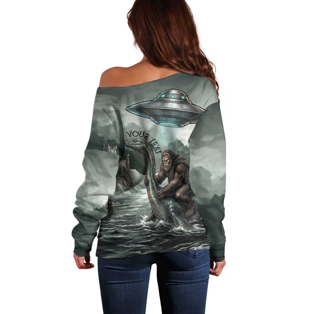 Bigfoot Loch Ness Monster UFO Believe Personalized Off Shoulder Sweater World Cryptids Gothic Style