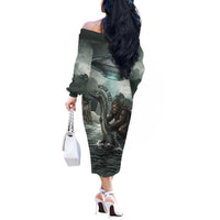Bigfoot Loch Ness Monster UFO Believe Personalized Off The Shoulder Long Sleeve Dress World Cryptids Gothic Style