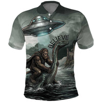 Bigfoot Loch Ness Monster UFO Believe Personalized Polo Shirt World Cryptids Gothic Style