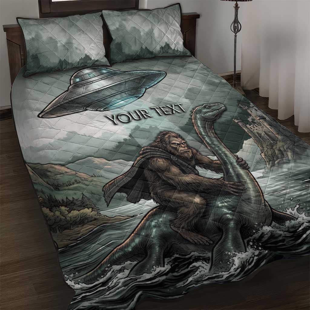 Bigfoot Loch Ness Monster UFO Believe Personalized Quilt Bed Set World Cryptids Gothic Style