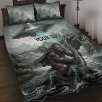 Bigfoot Loch Ness Monster UFO Believe Personalized Quilt Bed Set World Cryptids Gothic Style