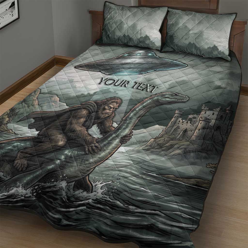 Bigfoot Loch Ness Monster UFO Believe Personalized Quilt Bed Set World Cryptids Gothic Style
