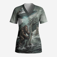 Bigfoot Loch Ness Monster UFO Believe Personalized Scrub Top World Cryptids Gothic Style
