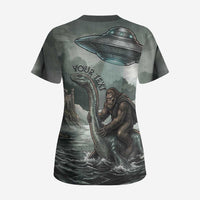Bigfoot Loch Ness Monster UFO Believe Personalized Scrub Top World Cryptids Gothic Style