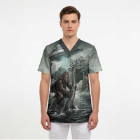 Bigfoot Loch Ness Monster UFO Believe Personalized Scrub Top World Cryptids Gothic Style