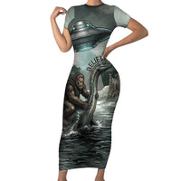 Bigfoot Loch Ness Monster UFO Believe Personalized Short Sleeve Bodycon Dress World Cryptids Gothic Style