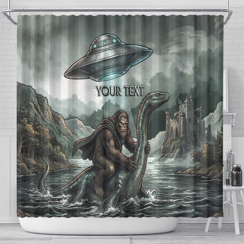 Bigfoot Loch Ness Monster UFO Believe Personalized Shower Curtain World Cryptids Gothic Style