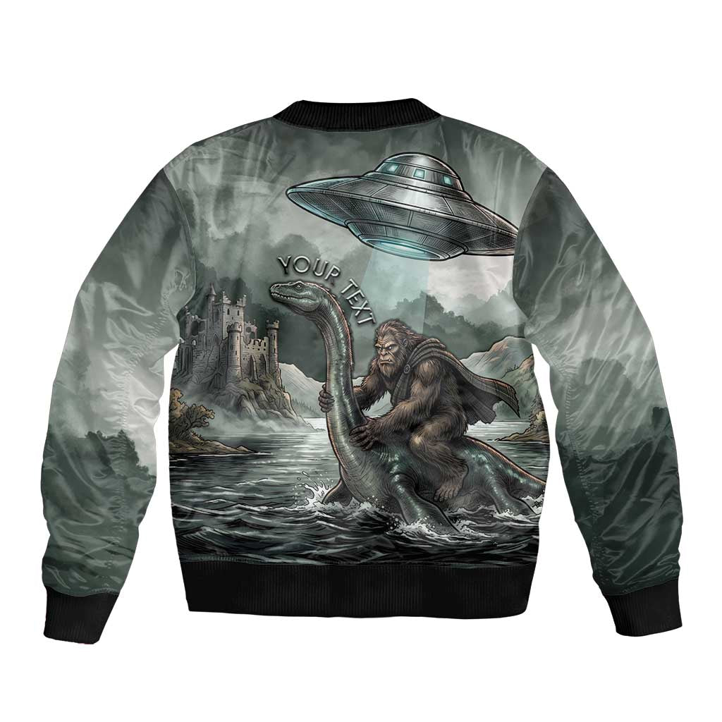 Bigfoot Loch Ness Monster UFO Believe Personalized Sleeve Zip Bomber Jacket World Cryptids Gothic Style