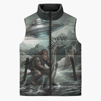 Bigfoot Loch Ness Monster UFO Believe Personalized Sleeveless Puffer Jacket World Cryptids Gothic Style