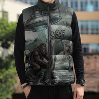 Bigfoot Loch Ness Monster UFO Believe Personalized Sleeveless Puffer Jacket World Cryptids Gothic Style
