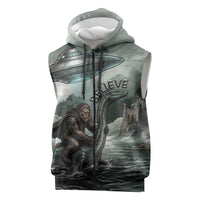 Bigfoot Loch Ness Monster UFO Believe Personalized Sleeveless Zip Hoodie World Cryptids Gothic Style