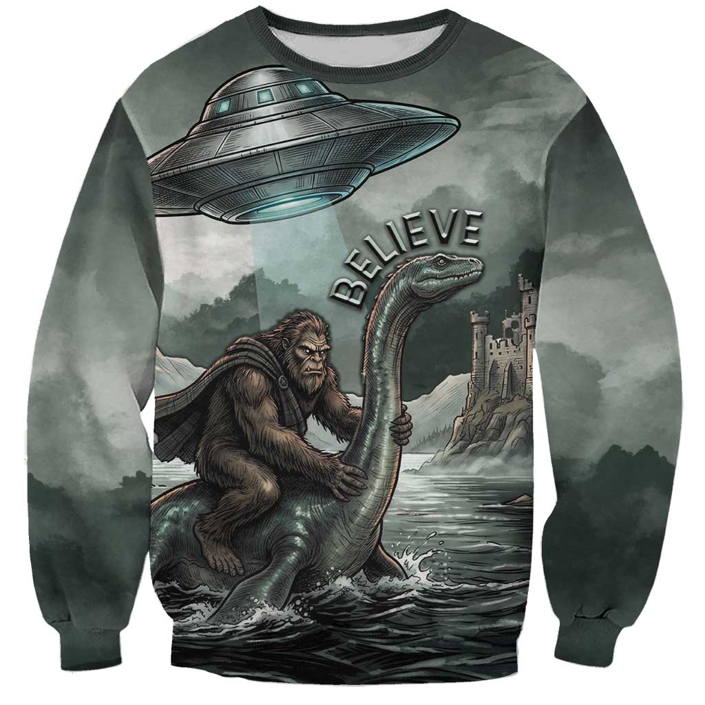 Bigfoot Loch Ness Monster UFO Believe Personalized Sweatshirt World Cryptids Gothic Style