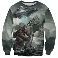 Bigfoot Loch Ness Monster UFO Believe Personalized Sweatshirt World Cryptids Gothic Style