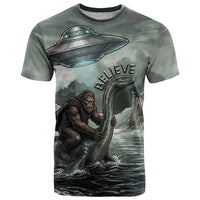 Bigfoot Loch Ness Monster UFO Believe Personalized T Shirt World Cryptids Gothic Style