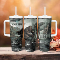 Bigfoot Loch Ness Monster UFO Believe Personalized Tumbler With Handle World Cryptids Gothic Style