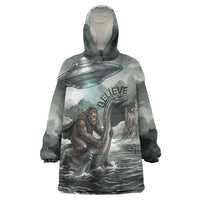 Bigfoot Loch Ness Monster UFO Believe Personalized Wearable Blanket Hoodie World Cryptids Gothic Style