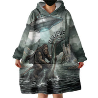 Bigfoot Loch Ness Monster UFO Believe Personalized Wearable Blanket Hoodie World Cryptids Gothic Style