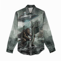 Bigfoot Loch Ness Monster UFO Believe Personalized Women Casual Shirt World Cryptids Gothic Style