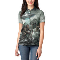 Bigfoot Loch Ness Monster UFO Believe Personalized Women Polo Shirt World Cryptids Gothic Style