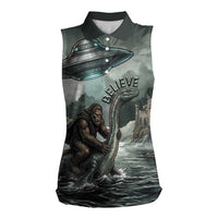 Bigfoot Loch Ness Monster UFO Believe Personalized Women Sleeveless Polo Shirt World Cryptids Gothic Style