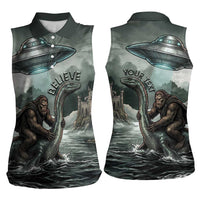 Bigfoot Loch Ness Monster UFO Believe Personalized Women Sleeveless Polo Shirt World Cryptids Gothic Style
