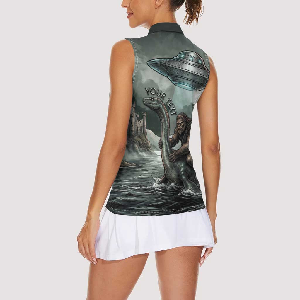 Bigfoot Loch Ness Monster UFO Believe Personalized Women Sleeveless Polo Shirt World Cryptids Gothic Style