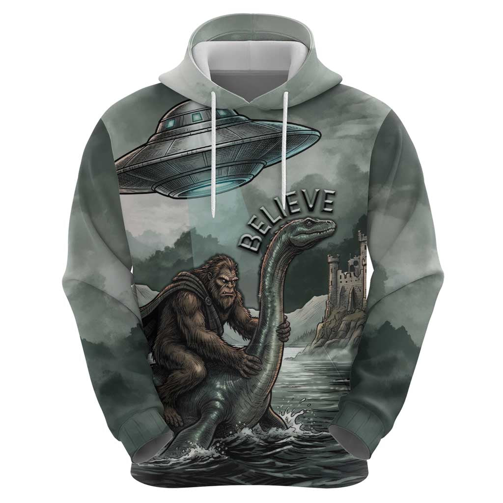 Bigfoot Loch Ness Monster UFO Believe Personalized Zip Hoodie World Cryptids Gothic Style