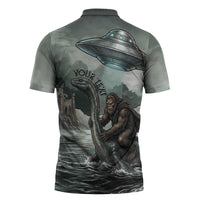 Bigfoot Loch Ness Monster UFO Believe Personalized Zipper Polo Shirt World Cryptids Gothic Style