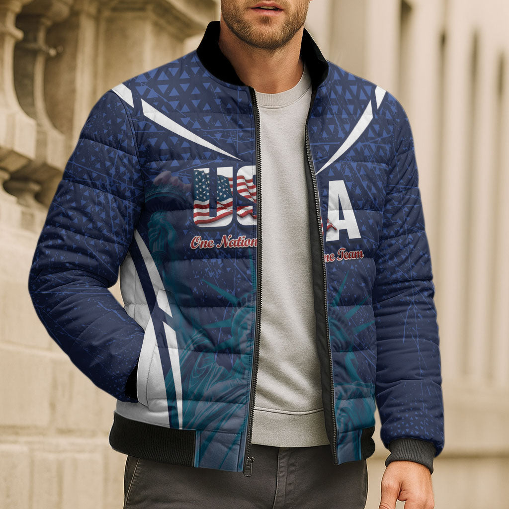 United States 2026 Soccer Custom Bomber Puffer Jacket Go USA One Nation One Team