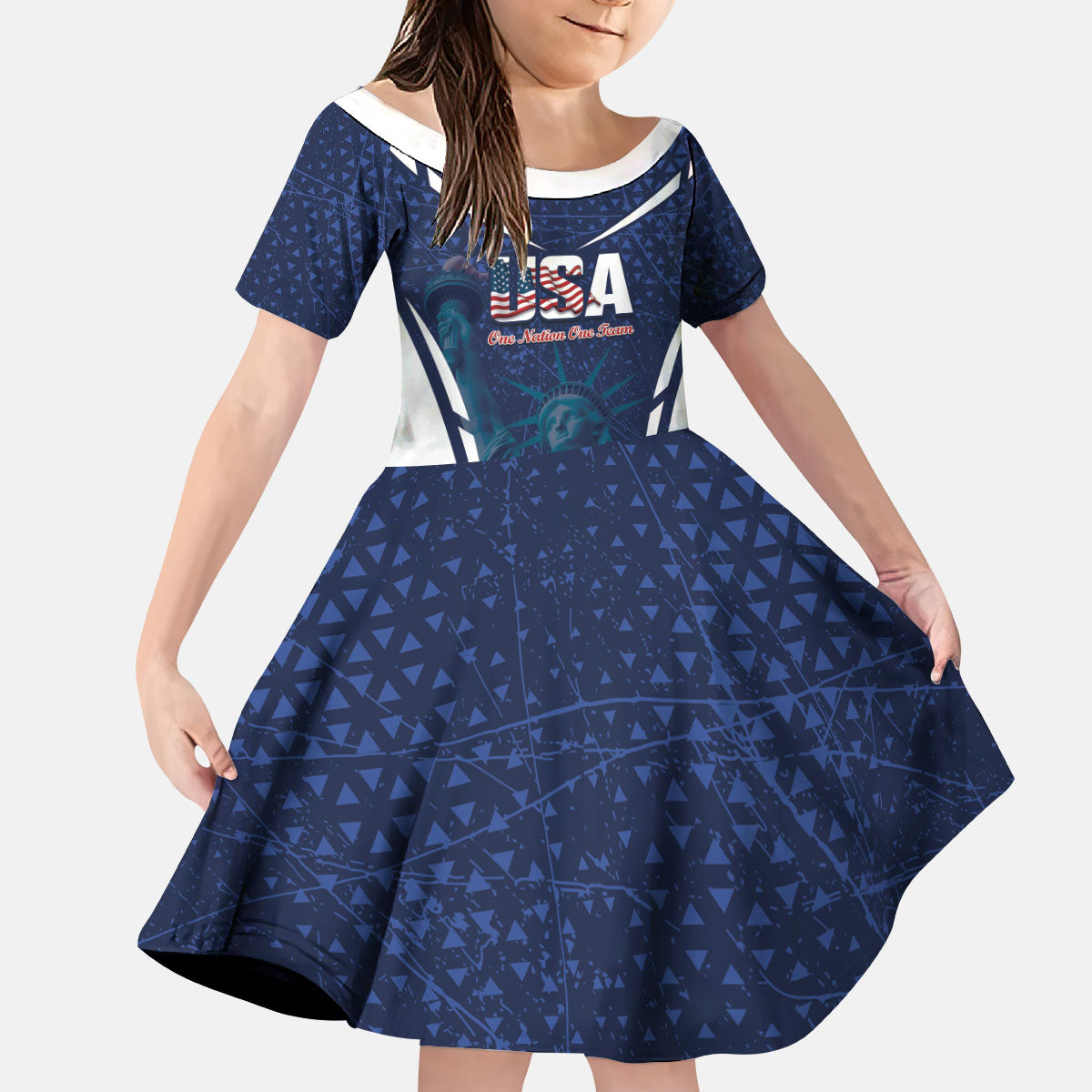 United States 2026 Soccer Custom Kid Short Sleeve Dress Go USA One Nation One Team