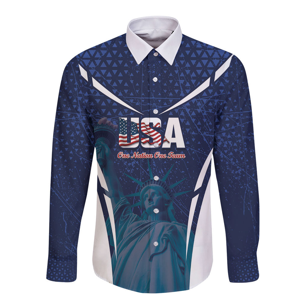 United States 2026 Soccer Custom Long Sleeve Button Shirt Go USA One Nation One Team
