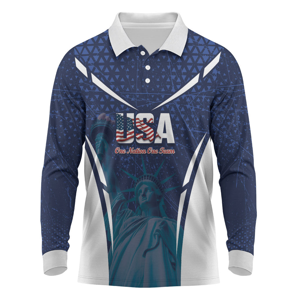 United States 2026 Soccer Custom Long Sleeve Polo Shirt Go USA One Nation One Team