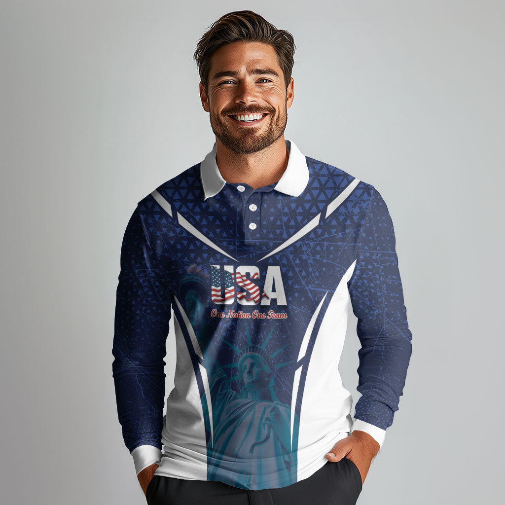 United States 2026 Soccer Custom Long Sleeve Polo Shirt Go USA One Nation One Team