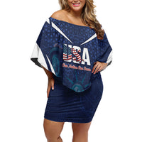 United States 2026 Soccer Custom Off Shoulder Short Dress Go USA One Nation One Team