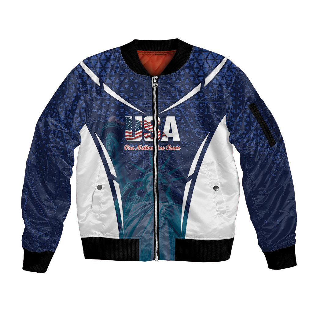 United States 2026 Soccer Custom Sleeve Zip Bomber Jacket Go USA One Nation One Team