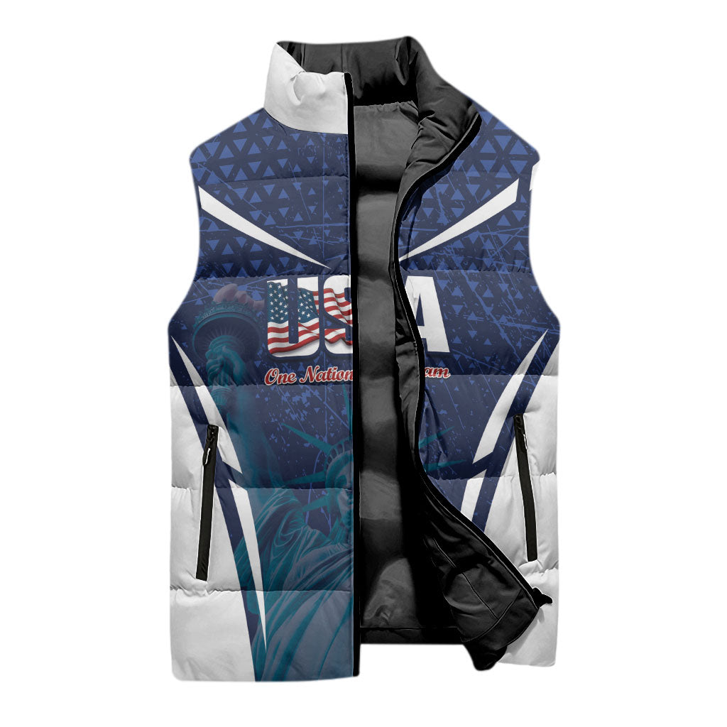 United States 2026 Soccer Custom Sleeveless Puffer Jacket Go USA One Nation One Team