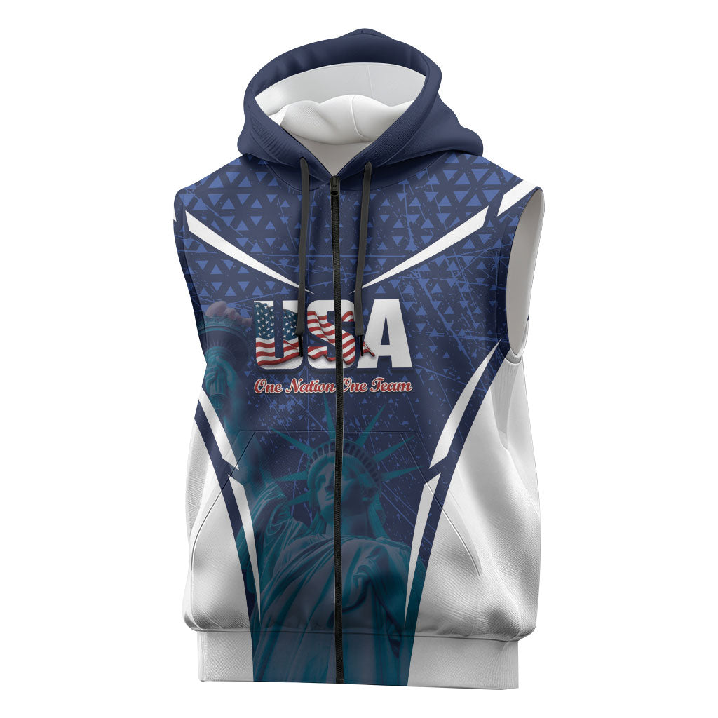 United States 2026 Soccer Custom Sleeveless Zip Hoodie Go USA One Nation One Team